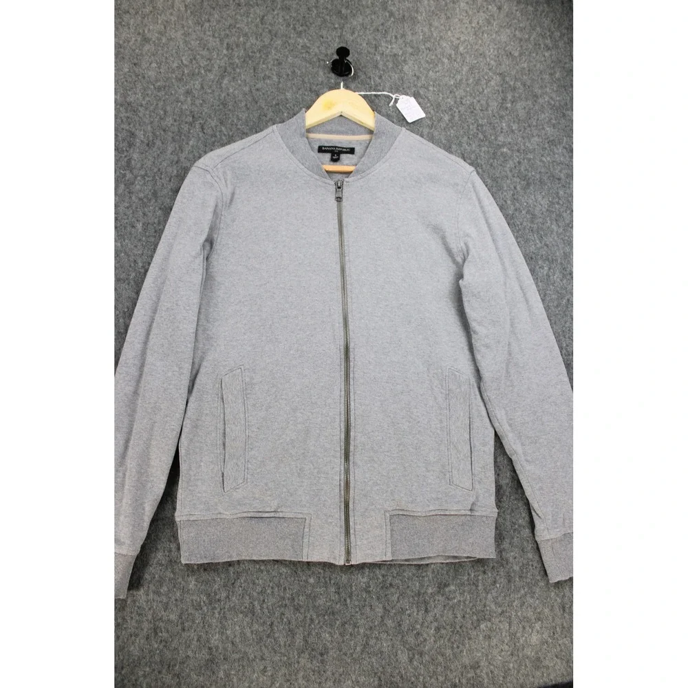Banana Republic Mens Luxe Touch Bomber Jacket Heather Grey S 710578-00